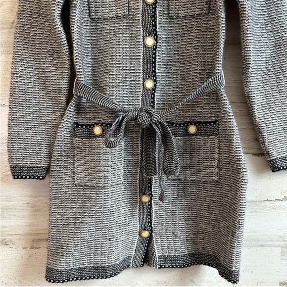 & Other Stories Buttoned Contemporary Merino Wool Blend Mini Dress Coat Grey - Picture 7 of 13